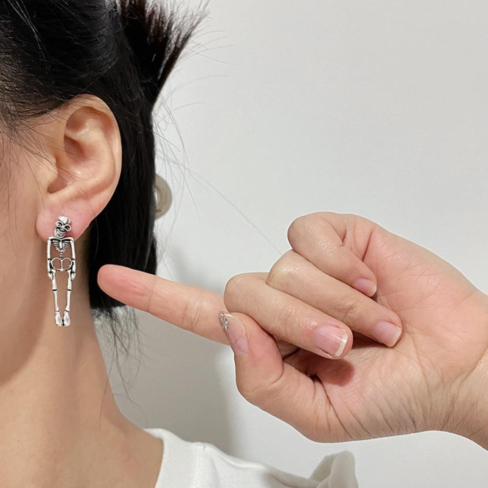 Zinc Zinc Alloy Halloween Earrings Hip Hop Imitation Human Bone Earrings Aesthetic Skeleton Earrings Party