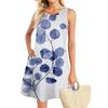 Летние платья для женщин Пляжный Бохо Без рукавов Принт Струящиеся Карманы Футболки Сарафаны