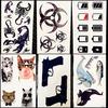 1PC Men Stickers Totem Scorpion Black Gun Hands Temporary Tattoo Kids Body Art Tatoos Paste Cartoon