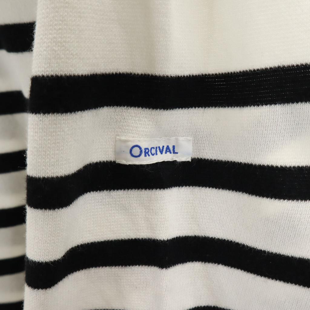 Orcival Made In France Border Pattern 7 Minutes Sleeve Boat Neck Big Silhouette Cut Women Used