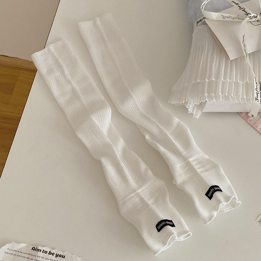 1Pair Thin Leg Warmers Cotton Knitted Foot Cover Cute Women Long Socks Lolita Style