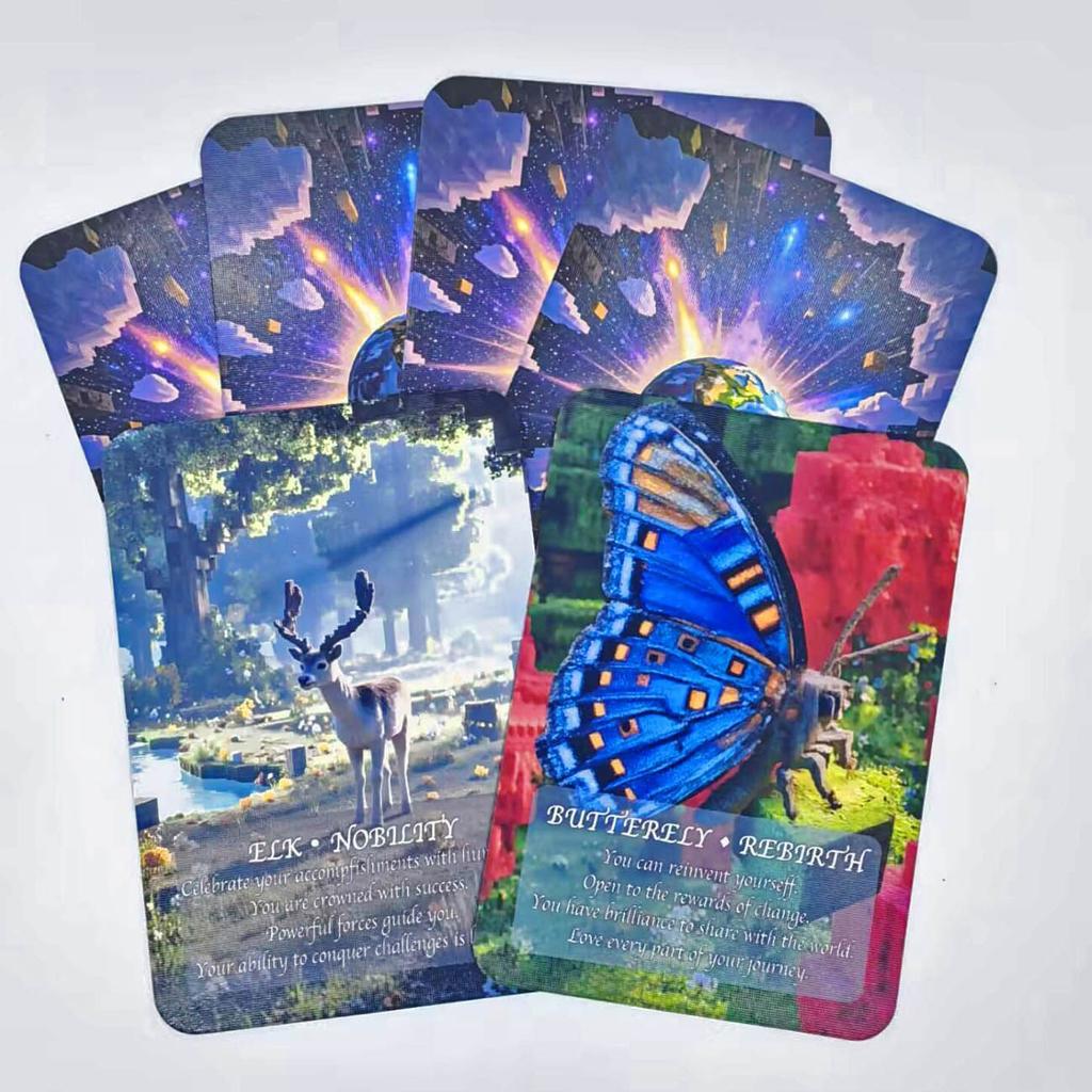 Spirit of The Animals Oracle Deck - 9*13cm 52 Voxel Art Wisdom Cards - Unique Animal Spirit Guide