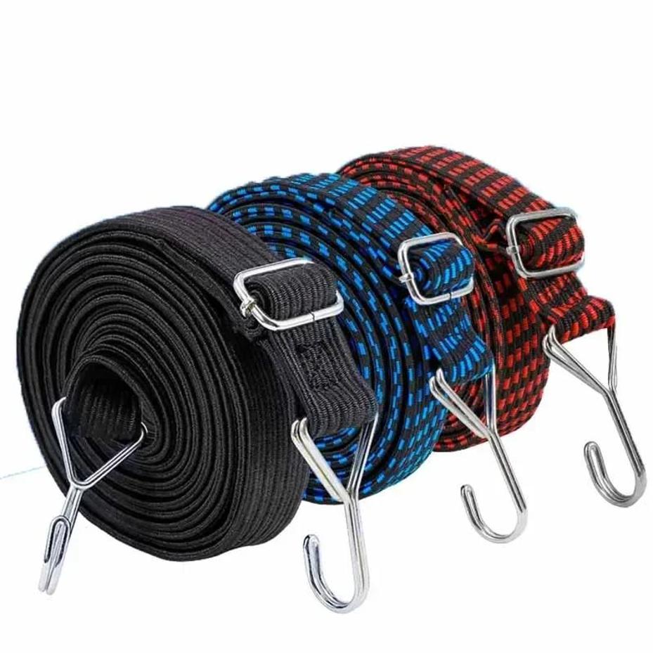 1 M Hooked Bungee Cord Adjustable Heavy Duty Luggage Tie Down Straps Flat Rubber Elastic Motorcycle Stretch Cord Good Toughness