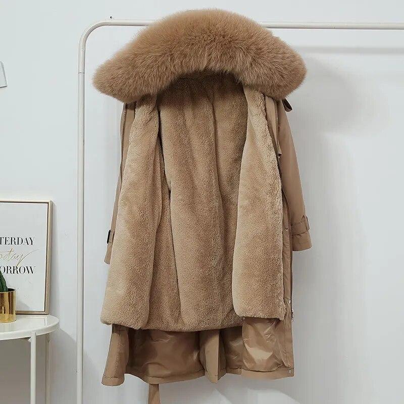 Женская зимняя куртка с капюшоном X-длинные толстые теплые парки с хлопковой подкладкой женские шерстяные подкладки съемные куртки больших размеров пальто