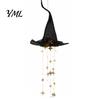 Sparkling Star Hanging Props Lighted Witch Hat Chime, Halloween LED Ornament with Luminous Lights Tassels, Magical Light for Porch Window Patio Indoor