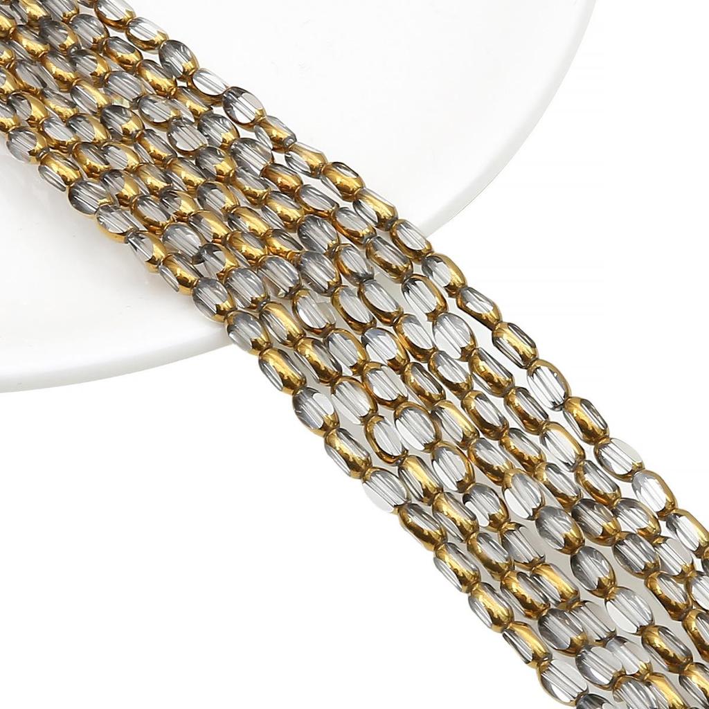 Овальные ограненные стеклянные кристаллы с золотистой окантовкой, в форме рисовых зерен, для изготовления украшений