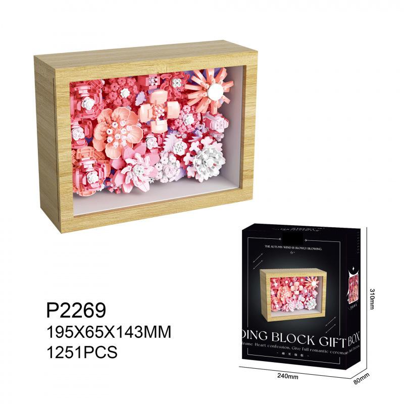 Idea Painting Art Micro Diamond Block Flower Photo Frame Building Bicrk Construction Toy Playset Nanobrick Collection For Gifts