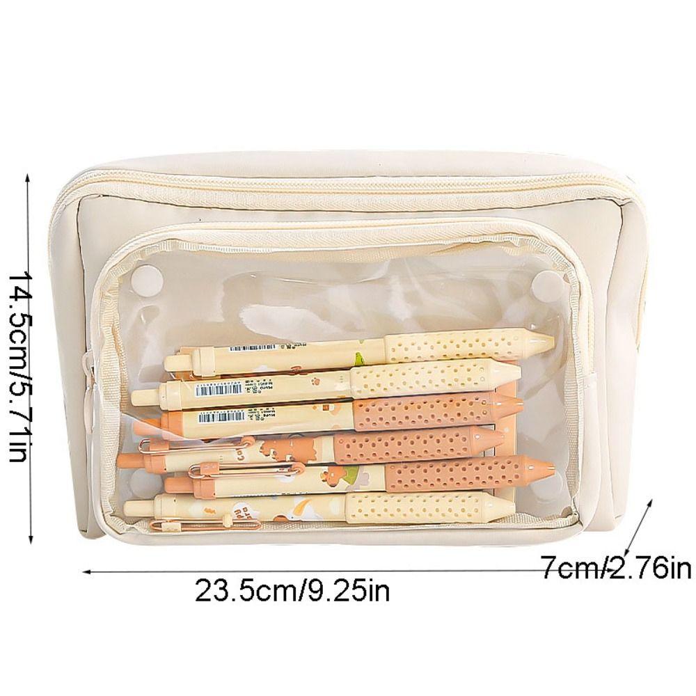 Large Capacity Transparent Pen Bag DIY Stationery Box Cute Transparent Pencil Case  Office