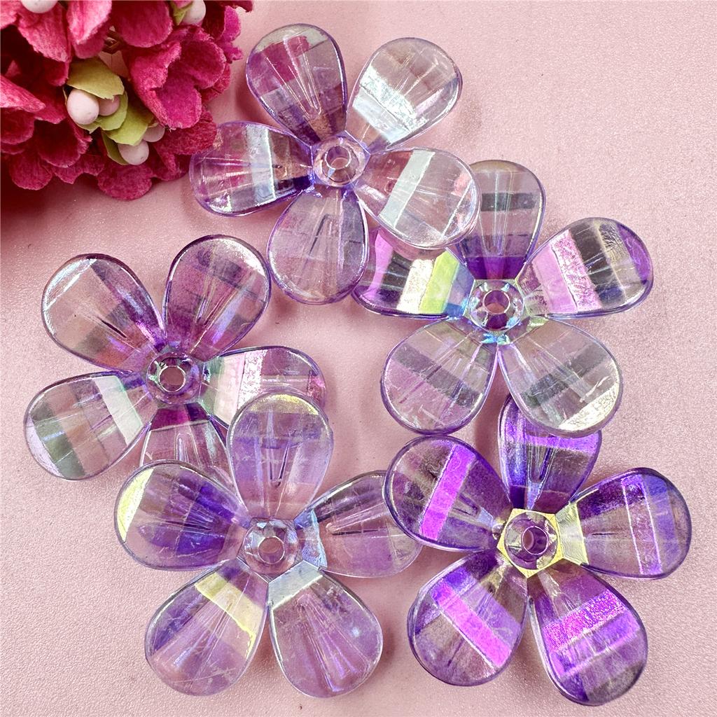 Hanmade Loose Beads 5Pcs Beading Neclace Bracelet Dazzling Flowers Handcrafted Acrylic for Jewelry Making DIY Findings
