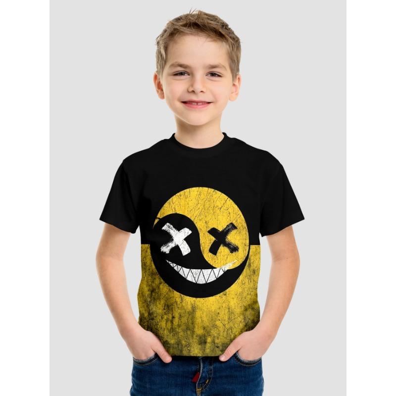 Детские футболки, летние, с круглым вырезом, с 3D-мультяшным рисунком, модные и повседневные, с короткими рукавами, детские футболки для мальчиков