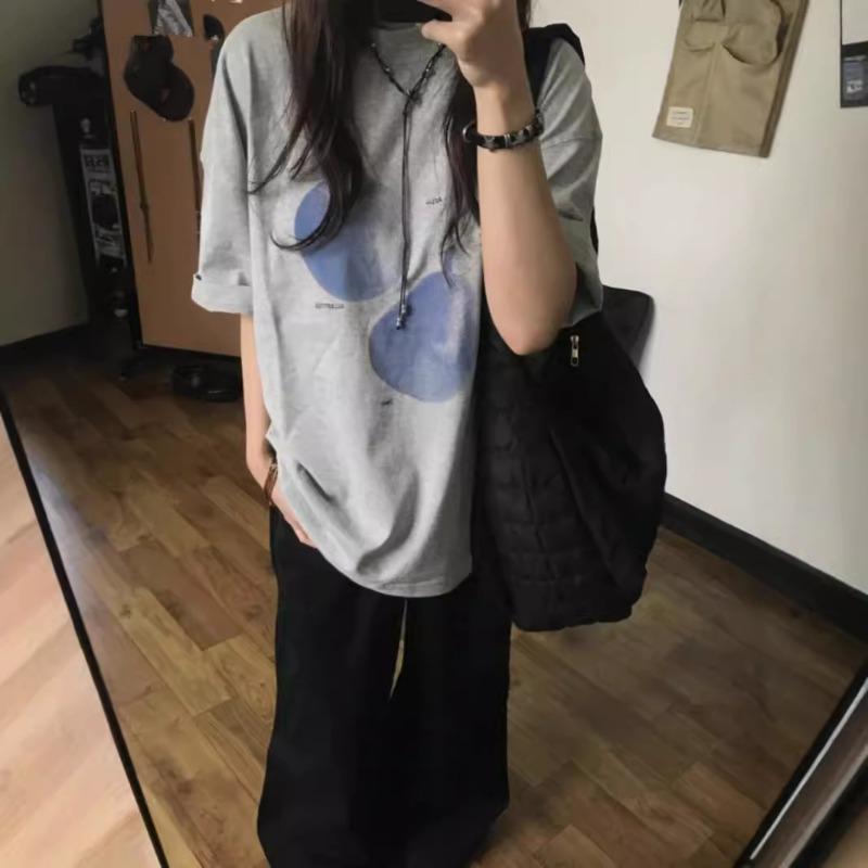 Летняя футболка с круглым вырезом, винтажным принтом, уличный стиль, хлопковая, женская, с коротким рукавом, пуловер в стиле Харадзюку