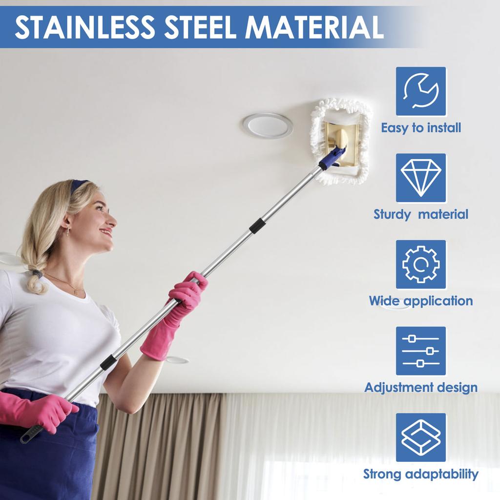 10.83ft Paint Roller Extension Pole with Tapered Adapter 9 Segmented Lightweight Stainless Steel Extension Pole for Painting and