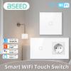 BSEED WIFI Сенсорный выключатель Стеклянный Умный настенный выключатель Сенсорный экран Подсветка Телефон Быстрая зарядка USB C Розетка Приложение Tuya Серия E