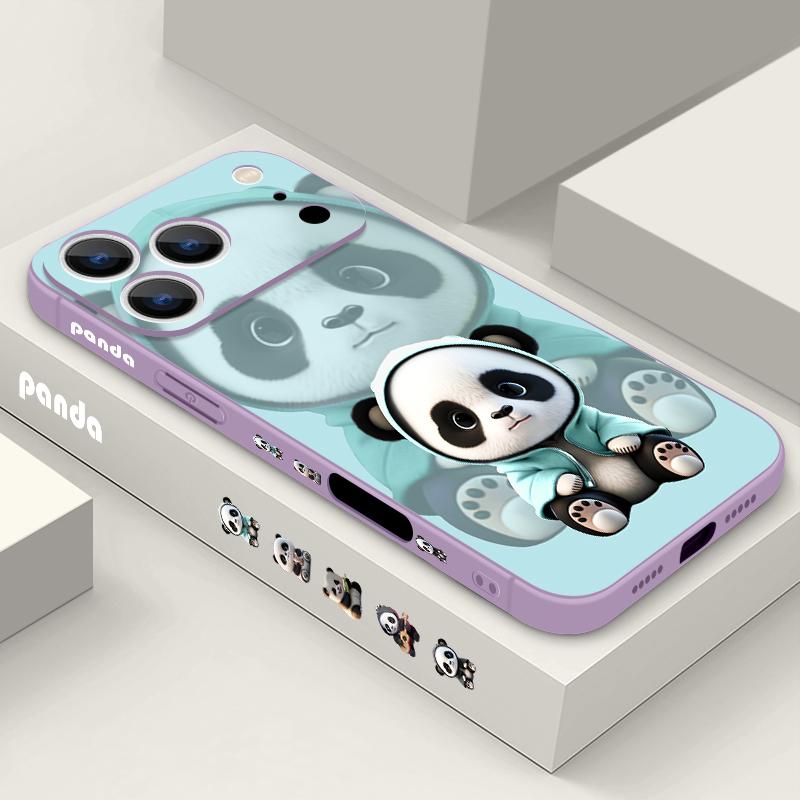 Синий Пальто Узор Панда Чехол-шнурок Для iPhone 17 Pro Max Мягкий Силиконовый Чехол Для iPhone 16 Pro Max Funda iPhone 15 14 13 12 11 16E Air
