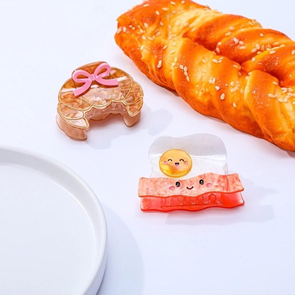 Cute Croissant Shark Clip Toast Delicious Food Claw Clip Acetate Hair Crab Clip Gift