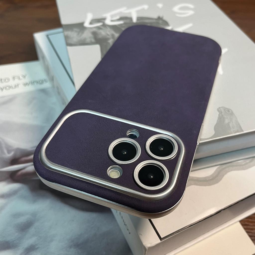 Matte Suede Leather Phone Case For iPhone 16 15 14 13 12 11 Pro Max Plus Lambskin Camera Protection Shockproof Bumper Soft Cover