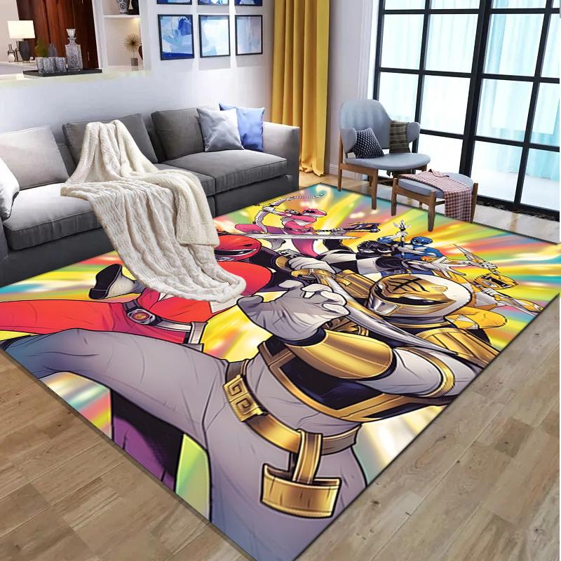 Mighty Morphin Power Rangers Pattern Rug, Indoor/Outdoor Mat, for Picnic, Gameroom, Bedroom, Office, Living Room, Home Decor Carpet, Birthday Gift
