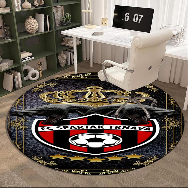 1PC round rug Star Soccer Emblem Printed Round Area Rug ,Rug For Home Office, Round Chair Rug, Decorative Carpet Fan gifts Christmas gift