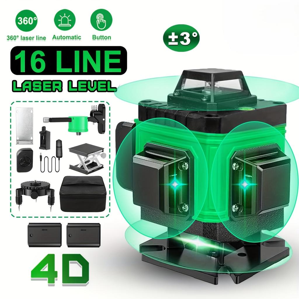Multifunctional 4D 16 Lines Green Laser Level DIY Grade 360 Support Drop Shipping, EU LOCAL WAREHOUSE