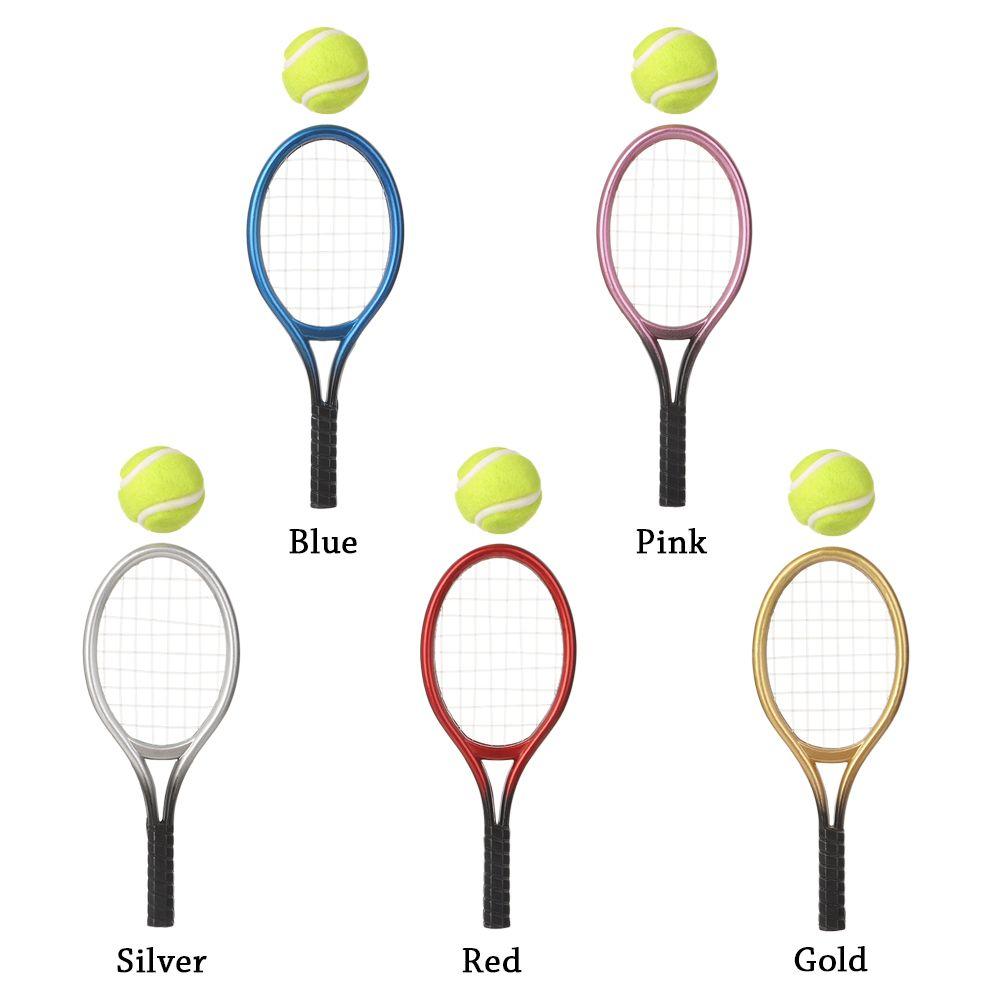 Accessory Miniature Tennis Racket Mini Tennis Racket&Ball Sport Tennis Model Doll House Tennis