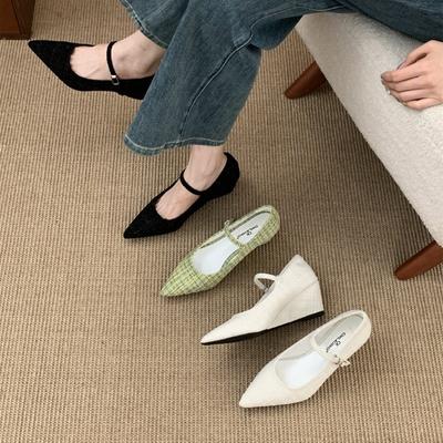 Туфли-лодочки на высоком каблуке с острым носком, темпераментные одинарные туфли женские 2025 новые весенне-осенние туфли с ремешком на подъеме, туфли с вырезом, туфли на танкетке