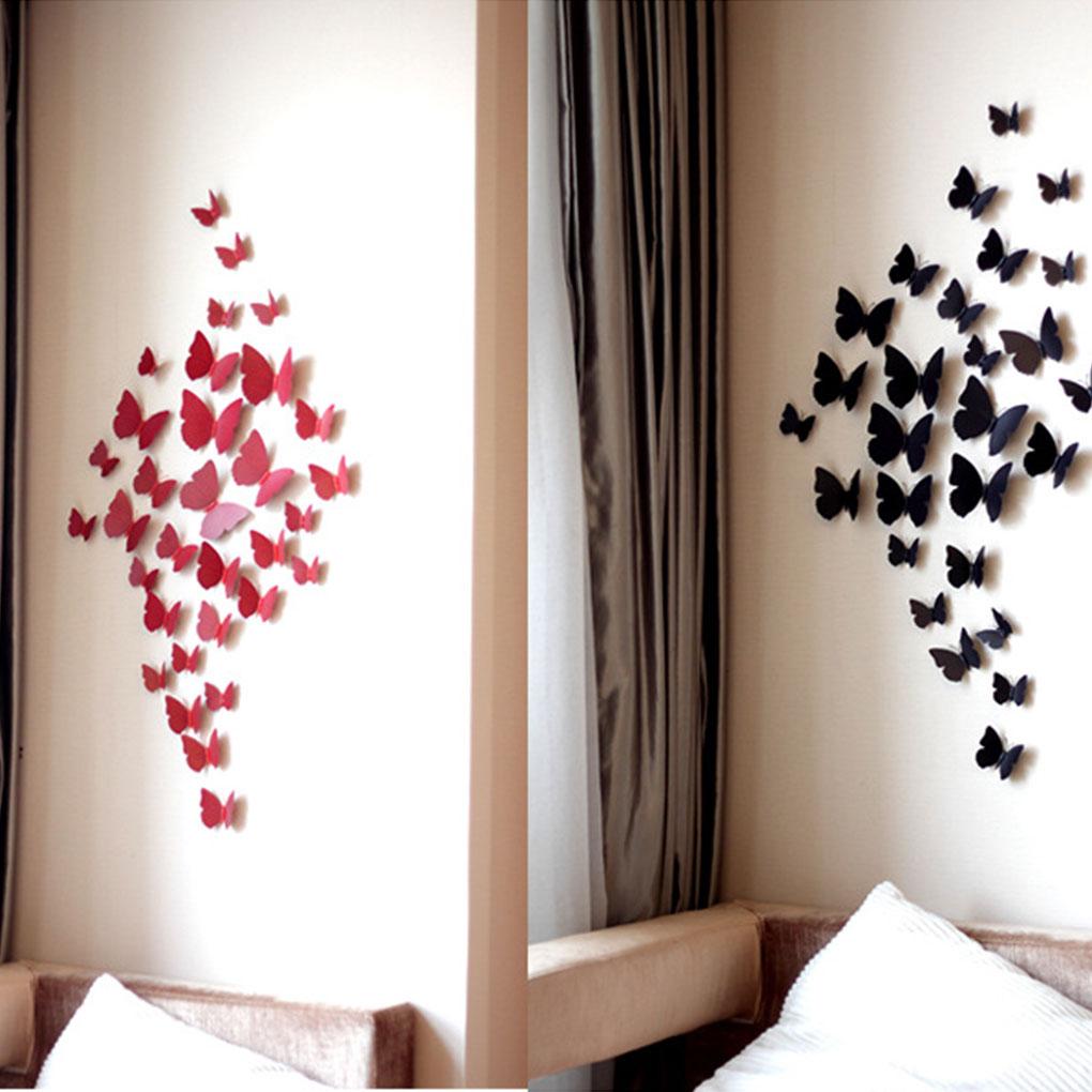 12pcs 3D Lifelike Brooch Butterfly Curtain Decor Wedding Decoration Refrigerator Ornaments