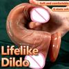 Супер мягкий силиконовый большой пенис, реалистичный фаллоимитатор с присоской, стимулятор влагалища, изогнутый вал, секс-игрушки для женщин и мужчин, геев