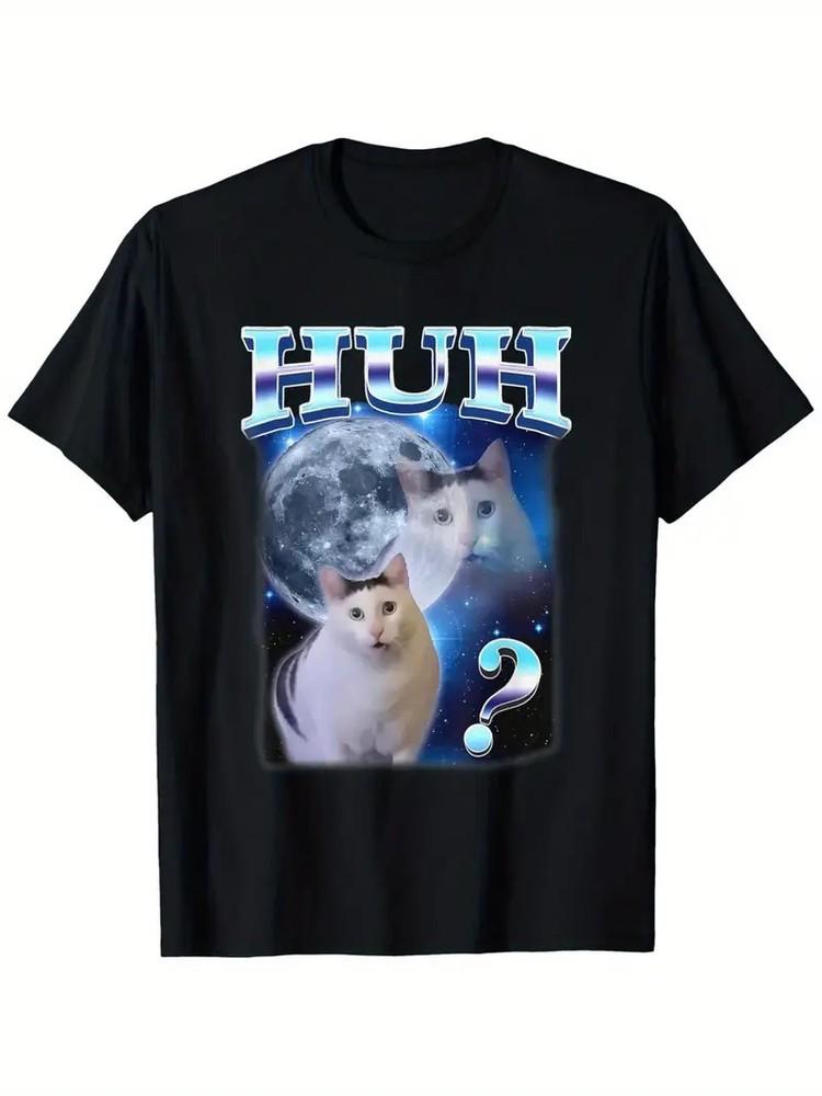 100% Cotton Funny Cat Meme T-Shirt | Unisex Adults, Short Sleeve, Black, S-XXXL,