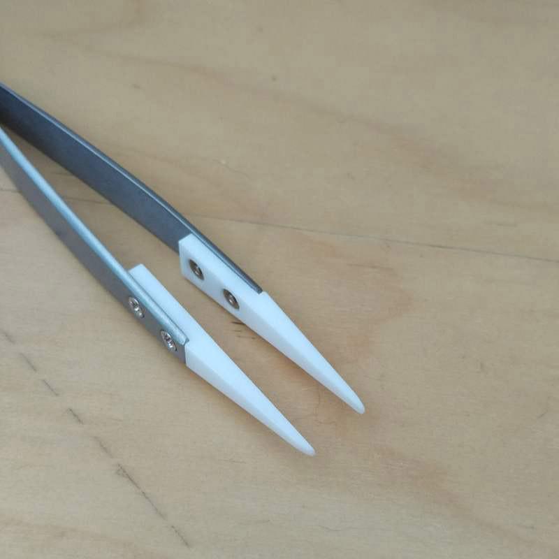 Steel Stainless Ceramic Pointed Tip Tweezer Heat Resistant Antistatic Antiacid