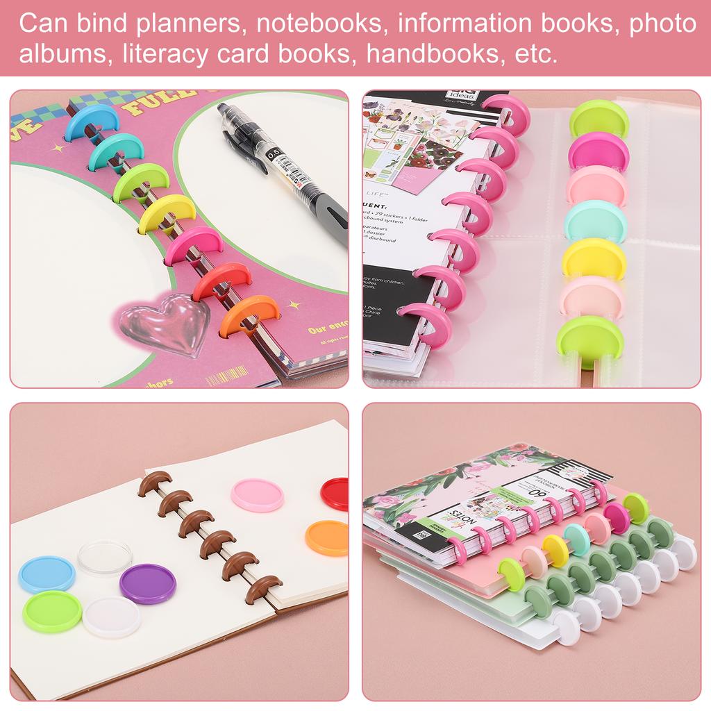 33/55Pcs 35mm Plastic Round Book Binding Discs Discbound Expansion Discs Plating Round Binder Rings for DIY Notebook Planner