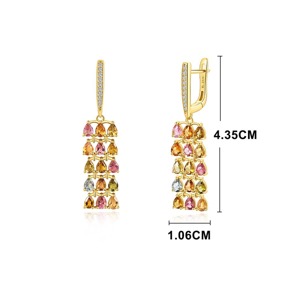 Роскошные длинные серебряные серьги с мультитурмалином и застежкой из натурального драгоценного камня, модные украшения для женщин и девочек, подарки на годовщину и особые случаи