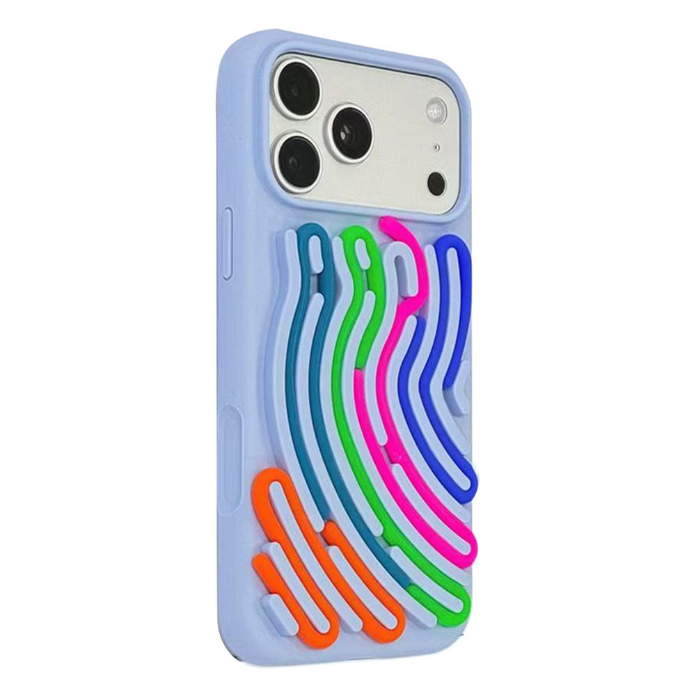 For iPhone 17 Pro Case 3D Stress Relief DIY Colorful Bar Silicone PC Phone Cover Arc Stripe
