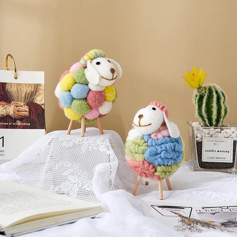 Милый войлочный орнамент в виде овечки Kawaii Аксессуары Современный декор для дома Фигурки для дома Украшения для комнаты Аксессуары Детские подарки
