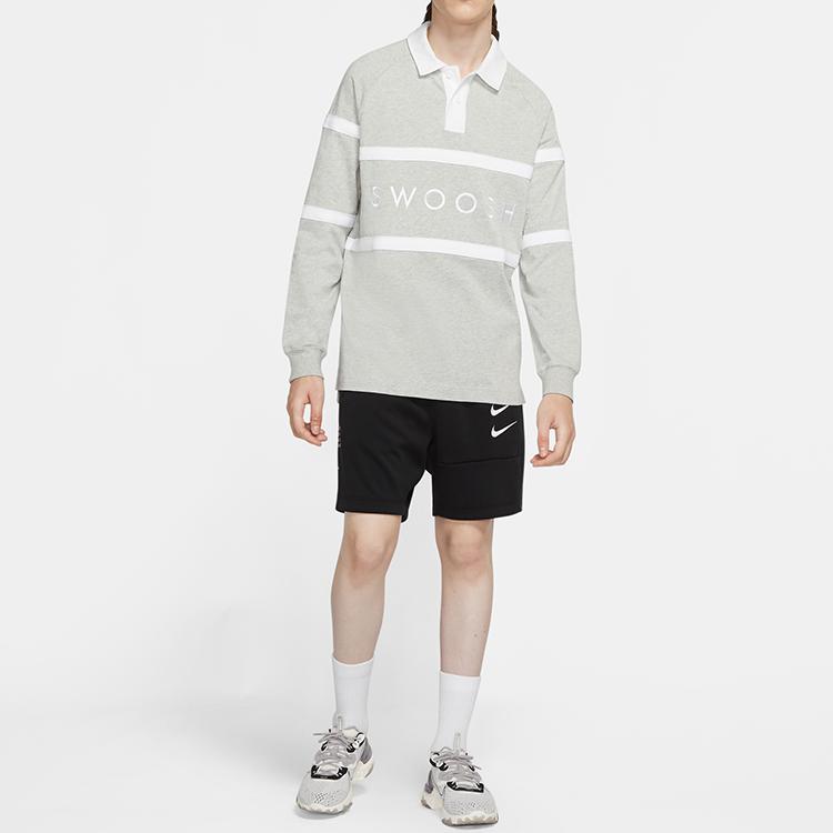 Nike Swoosh Logo Fitted Polo Shirt Men Tops Grey CV0170-063