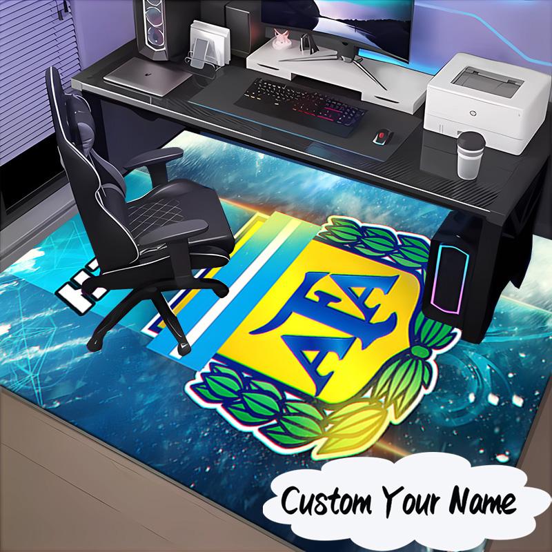 Custom Name Argentina FC Crest Rug for Living Room, Game Rooms, Office, Bedroom, Floor Mat Playful Design, fan gifts Christmas decor