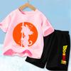 New Summer Anime Cool Goku Dragon Ball Z Boys Fashion Short Sleeve Shorts with Pocket Beach Pants Breathable T-shirt Kids Suit