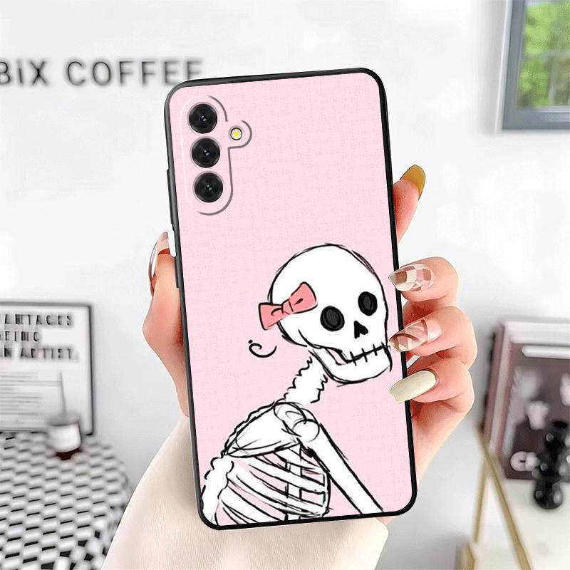 Pink Style Skull Witch Soft Phone Case for Samsung A17 A37 A57 A16 A26 A36 A56 A15 A25 A35 A55 A14 A24 A34 A54 A13 A23 A33 A53 A