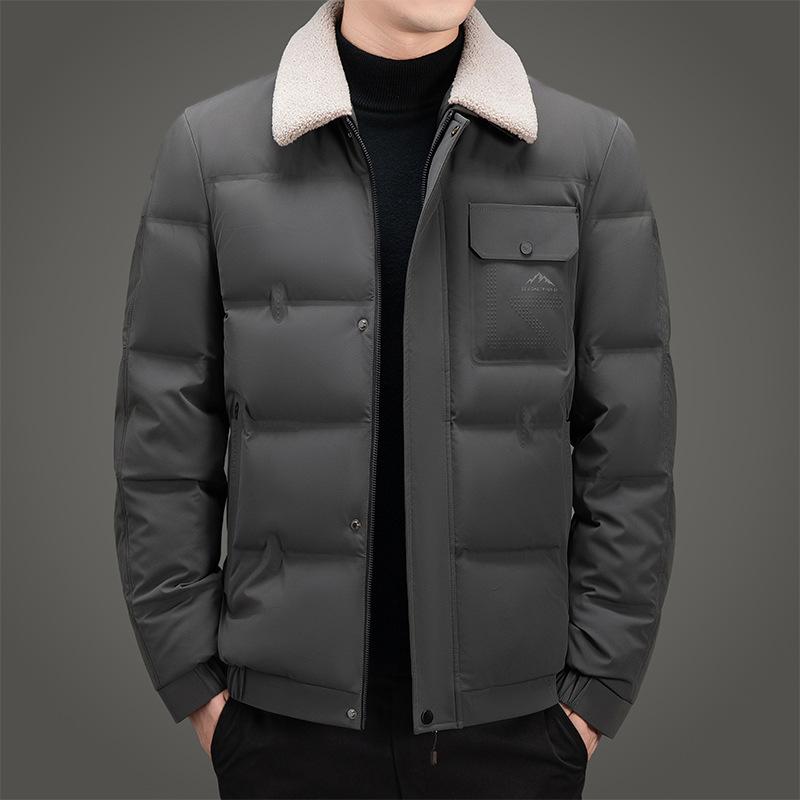 Мужская куртка-пуховик осень-зима новый стиль съемный воротник из овечьего меха повседневная теплая куртка-пуховик