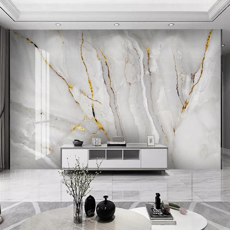 Modern Wallpaper Light Luxury Golden Marble Landscape Mural Background Wall Decor Living Room Bedroom Home Decor