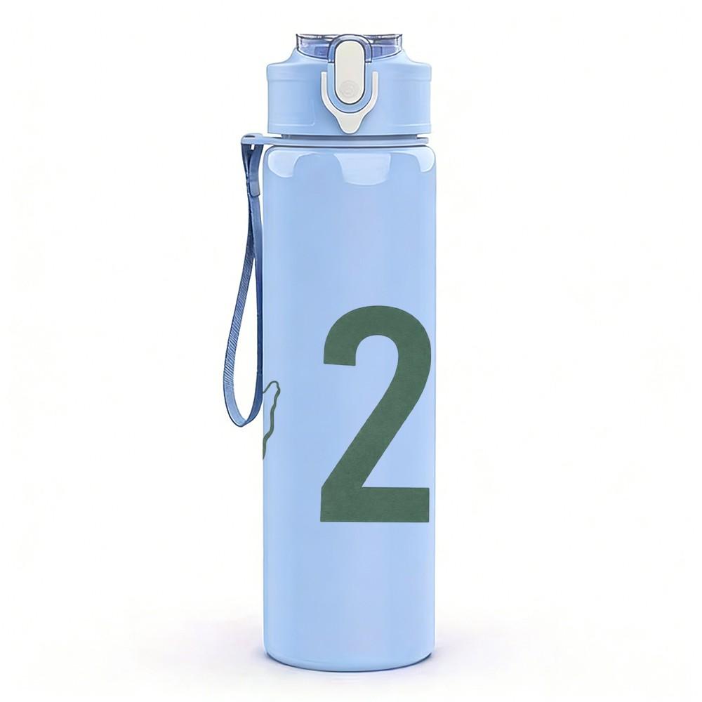 1PC Simple Number 25 Mark 750ml sports water bottle leakproof straw lid outdoor office home