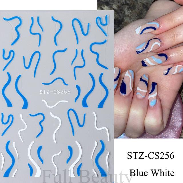 Nail Art Sticker, French Bronzing Scribbled Metal Gold Line Adhesive Nail Sticker