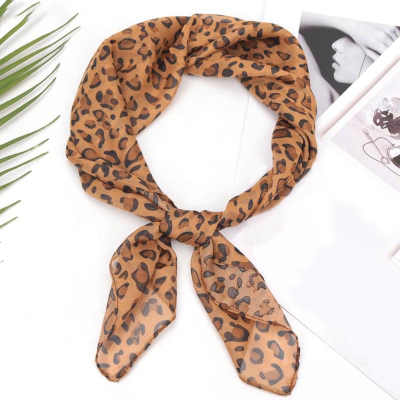 1 шт., декоративная повязка для волос с леопардовым принтом, платок, шифоновый квадратный шарф, защита от солнца, винтажный
