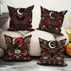 4Pcs Halloween Throw Pillow Covers Spooky Bat, Pumpkin, Skull, Raven Cauldron Floral Moon Designs Zippered Cushion Cases
