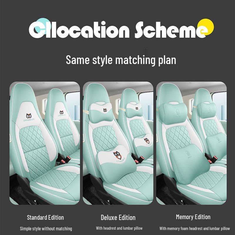 Lingbao UNI Cartoon Car Seat Cover - Full Coverage, Wear-Resistant Leather.