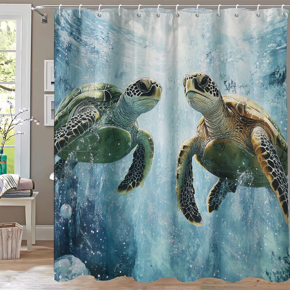 Sea Turtle /Marine Turtle Printed Shower Curtain, Bathroom Decorative Bathtub Curtain With Hooks,Home Decoration Curtain