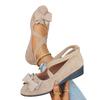 2025 New Fashion Suede Bow Cross Elastic Band Wedge Heel Large Size Single Shoes Women's Breathable Versatile