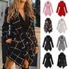 Women's Turn Down Collar Coat Belted Asymmetric Hem Wrap Coat