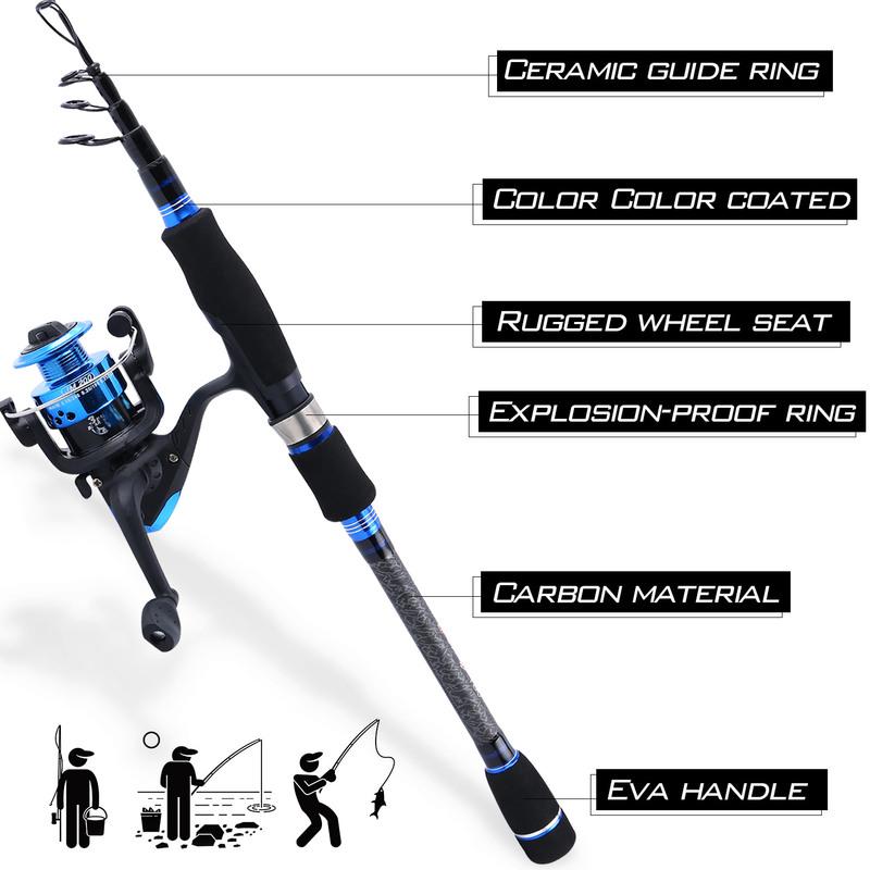 Комбинированная рыболовная катушка и удочка Портативная телескопическая удочка 1,8 м и гладкая спиннинговая катушка