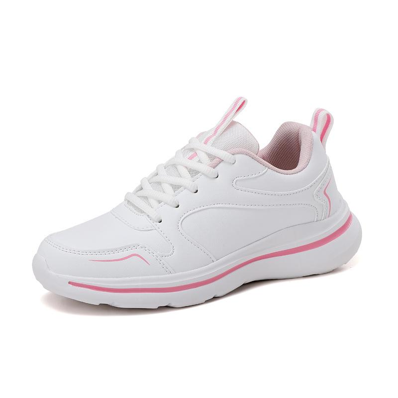 Ladies Spring New Waterproof Leather Soft Sole Casual Sports Shoes Sports Light and Comfortable Running Shoes