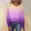Women's Round Neck Gradient Printed Raglan Sleeve Long Sleeve Versatile Loose Top